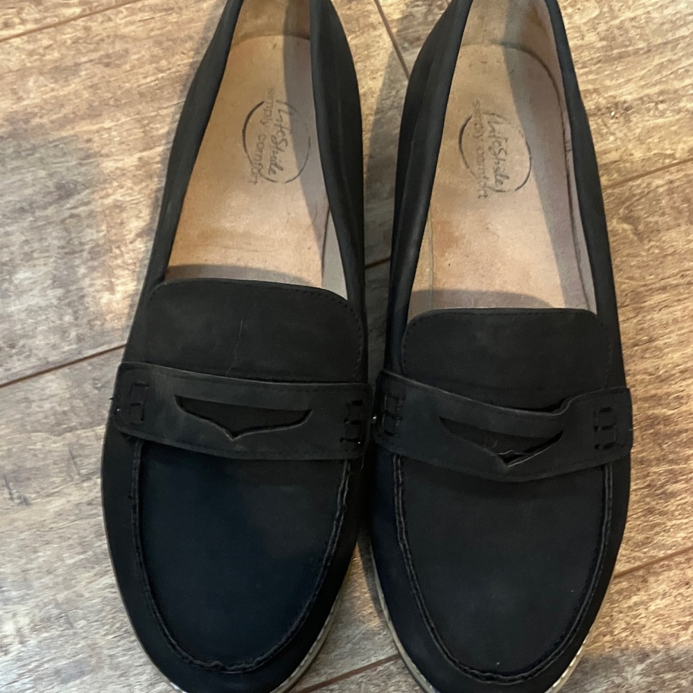 Life Stride Black Slip-On Penny Loafers